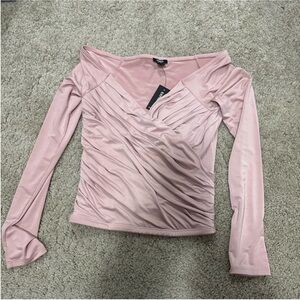 NWT Silky Faux Wrap Top Express